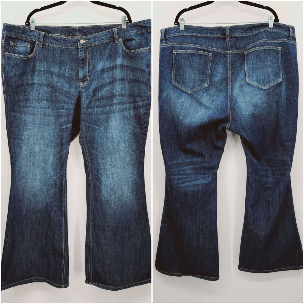 Old Navy The Diva Low Waist Flare Denim Jeans Dark Wash Plus Size 26 Long